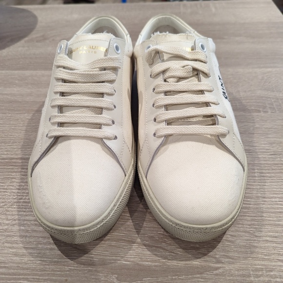 YSL COURT CLASSIC EMBROIDERED SNEAKERS IN CANVAS AND LEATHER - Picture 2 of 7